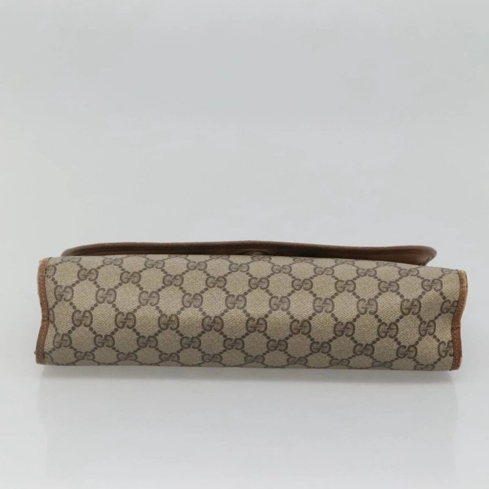GUCCI GG Supreme Web Sherry Line Clutch Bag PVC Beige Gold 89 01 031 Auth 139970 - Picture 7 of 15